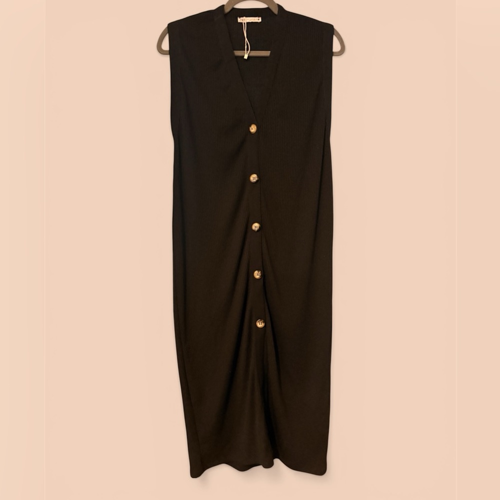 ZARA BLACK BUTTON DRESS